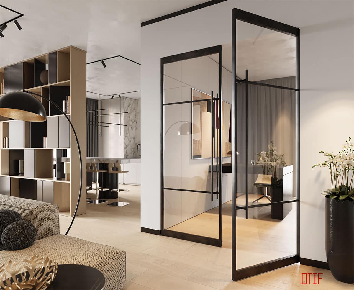 Lofttür – Pivottür im Raum